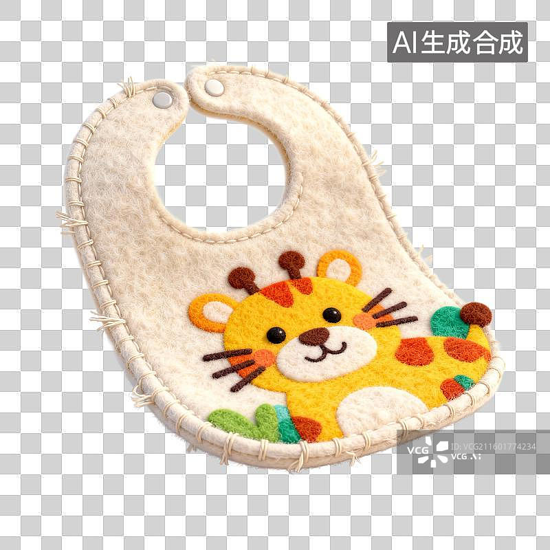 【AI数字艺术】可爱的老虎图案婴儿围兜图片素材