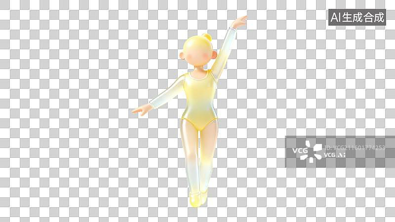 【AI数字艺术】3D芭蕾舞者优雅姿态图片素材