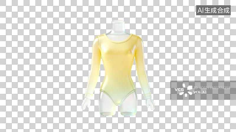 【AI数字艺术】明亮黄色长袖连体衣时尚展示图片素材