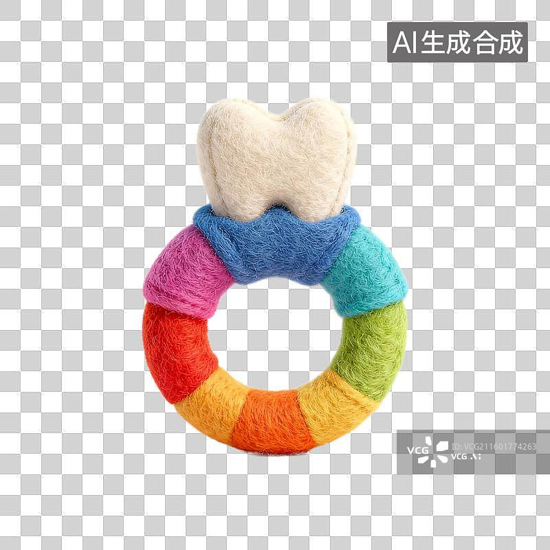 【AI数字艺术】彩虹色毛绒牙形玩具图片素材