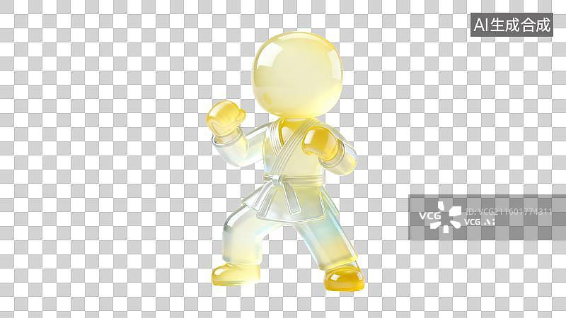 【AI数字艺术】透明空手道姿势人偶图片素材