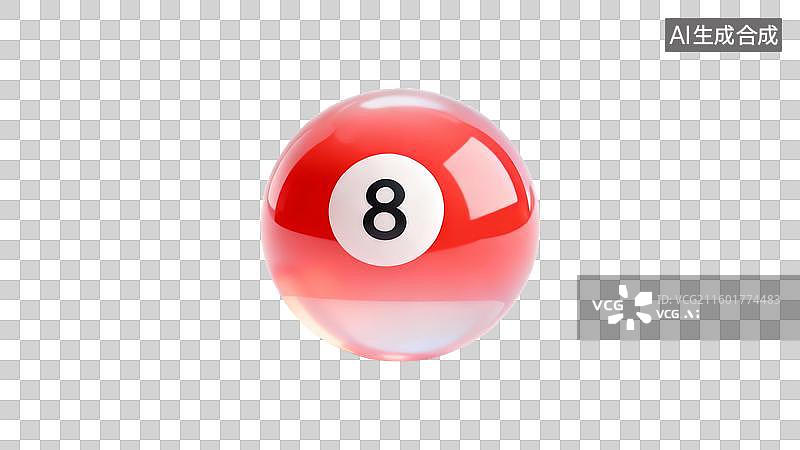 【AI数字艺术】台球中的红色八号球图片素材