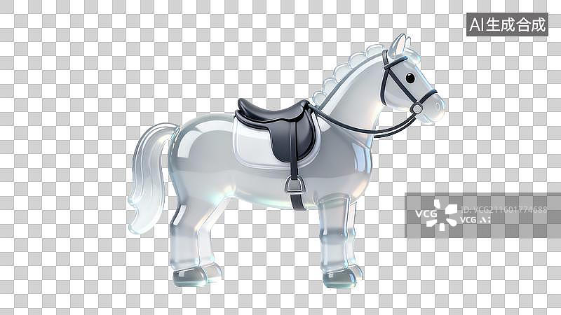 【AI数字艺术】透明闪亮玩具马形象图片素材