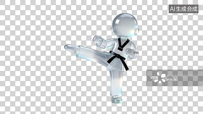 【AI数字艺术】3D人物展示空手道踢腿动作图片素材