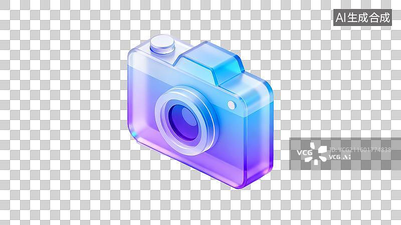 【AI数字艺术】渐变色彩透明相机图标图片素材