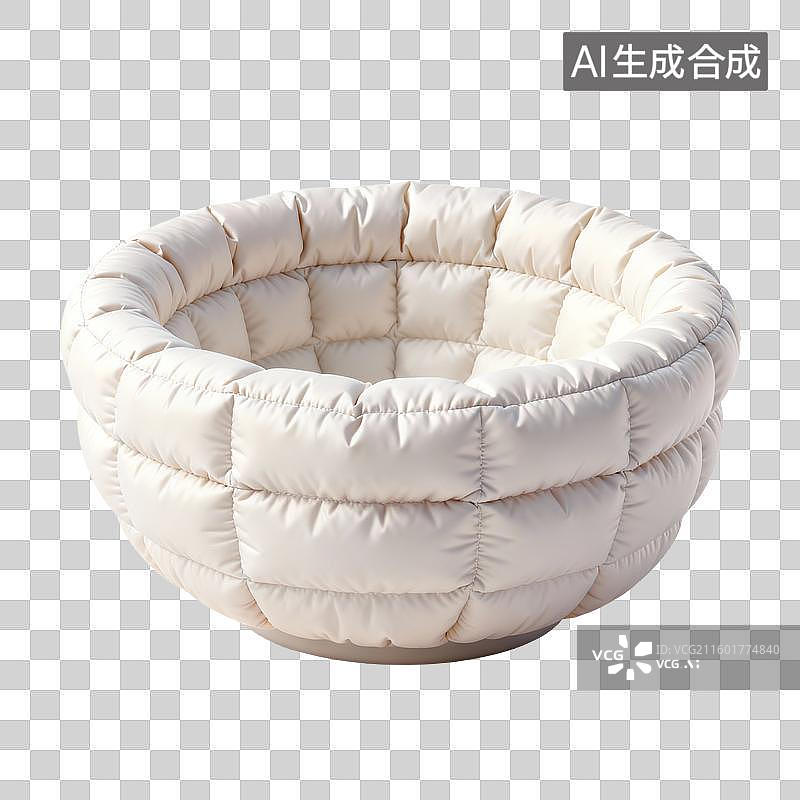 【AI数字艺术】白色绗缝宠物床图片素材