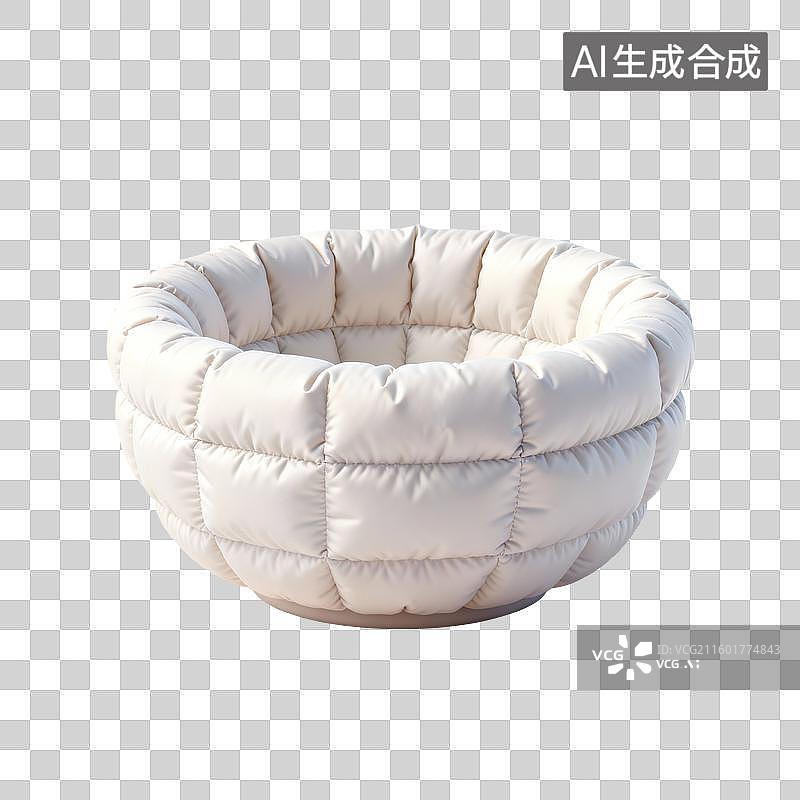 【AI数字艺术】白色绗缝宠物床图片素材