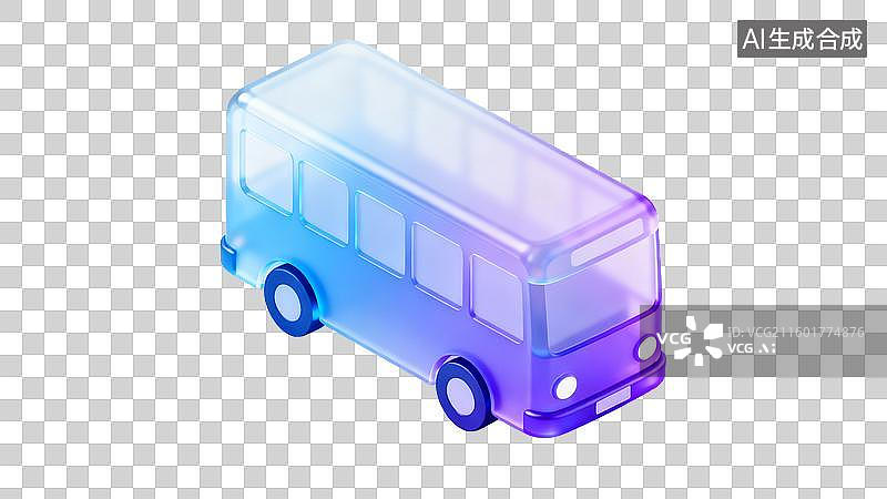【AI数字艺术】透明多彩的迷你巴士图示图片素材