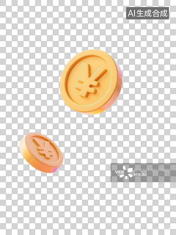 【AI数字艺术】AIGC:3D半空中的金币，设计元素，电子商务，金融理财图片素材