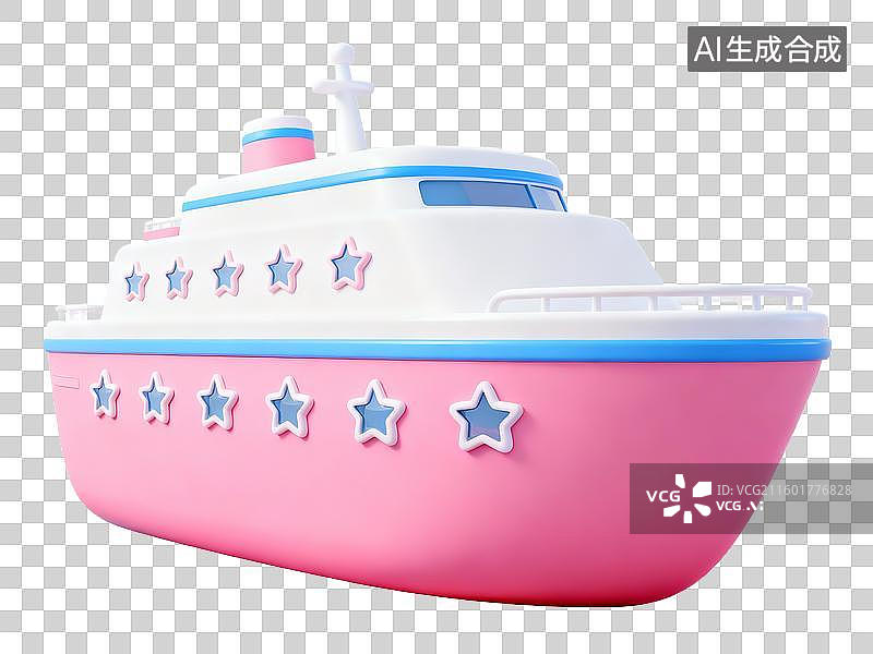 【AI数字艺术】母婴亲子主题粉色卡通游轮玩具免抠素材图片素材