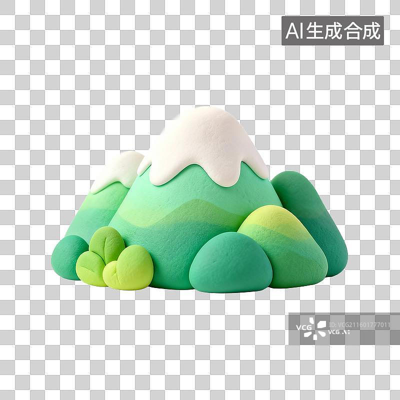 【AI数字艺术】卡通风格的绿色山峰图片素材