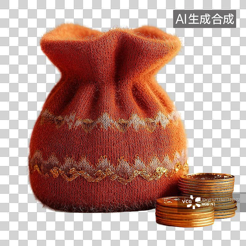 【AI数字艺术】橙色针织小包图片素材