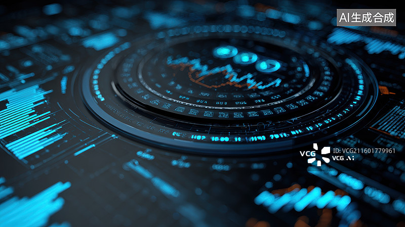 【AI数字艺术】科技数据仪表盘界面图片素材