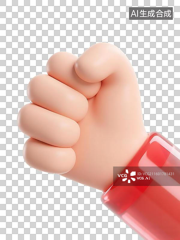 【AI数字艺术】AIGC：3D握拳手势，力量，设计元素图片素材