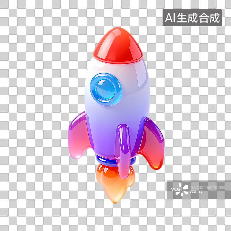 【AI数字艺术】色彩绚丽的太空火箭模型图片素材