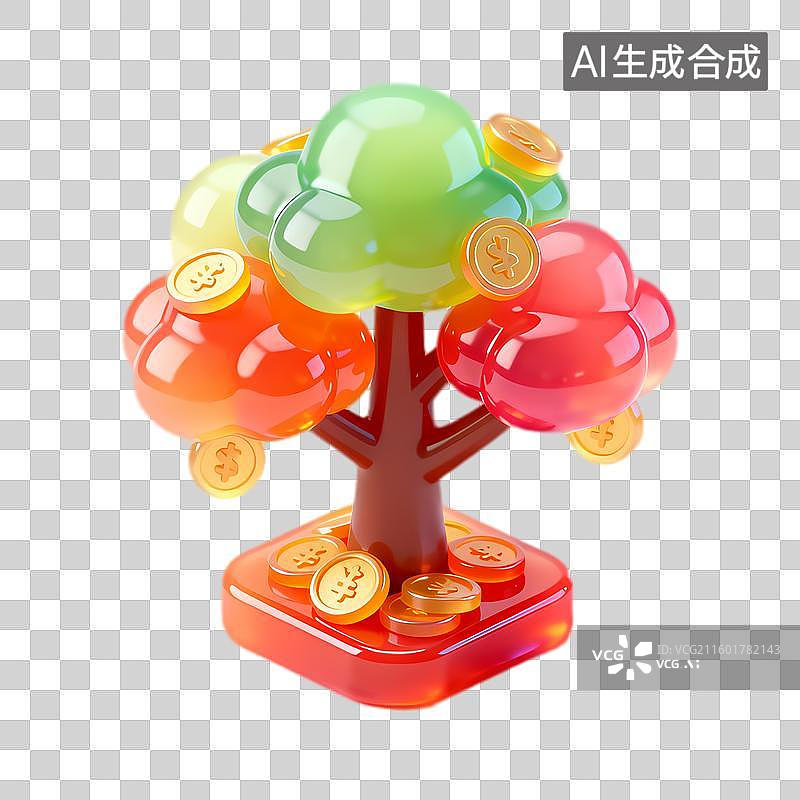 【AI数字艺术】色彩斑斓的金钱树图片素材
