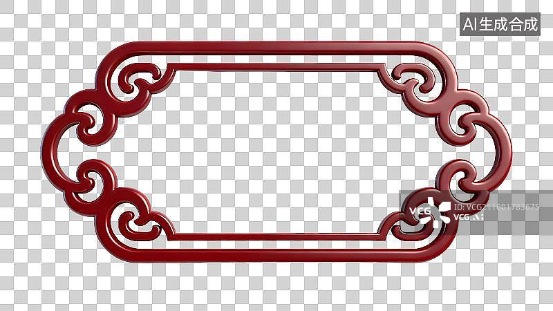 【AI数字艺术】3D渲染的立体木质中国风边框插画元素图片素材