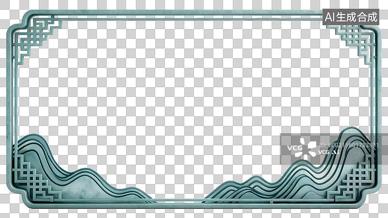 【AI数字艺术】3D渲染的立体中国风边框插画元素图片素材