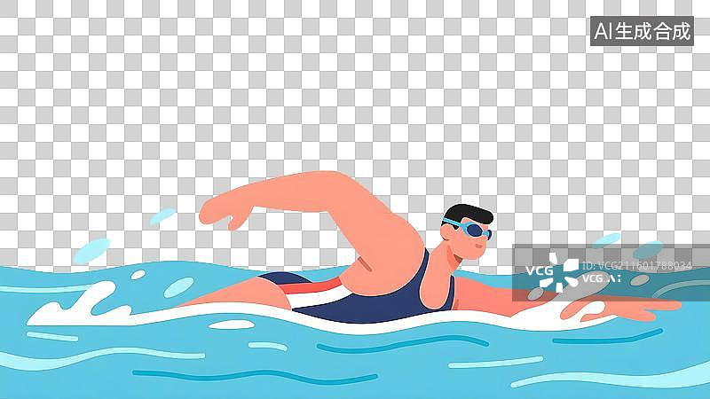 【AI数字艺术】AIGC:游泳的人，运动项目，体育运动，设计元素图片素材