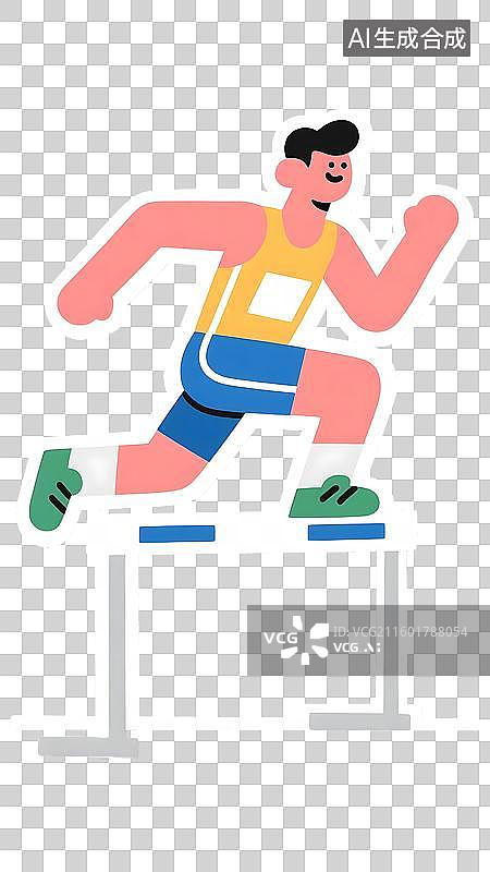 【AI数字艺术】AIGC:田径比赛，跨栏比赛，体育项目，插图插画，设计元素图片素材