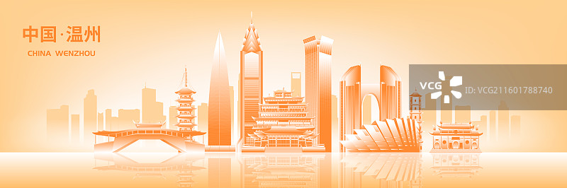 温州城市建筑科技现代剪影矢量插画海报图片素材