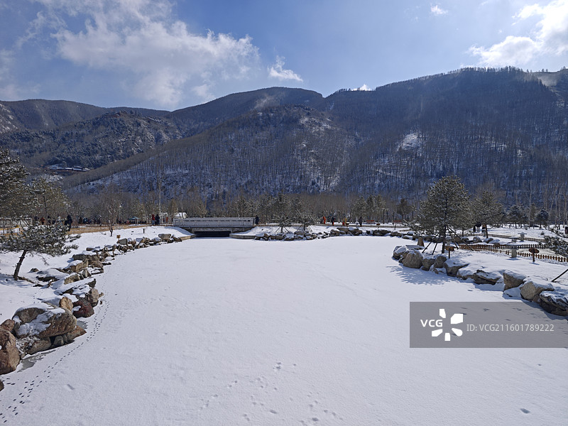 五台山大雪白茫茫冰天雪地红墙寺庙建筑千里冰封万里雪飘塔院寺菩萨顶显通寺罗睺寺广化寺普寿寺善财洞黛螺顶图片素材