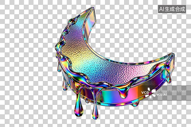 【AI数字艺术】科技镭射液体元素建模图片素材