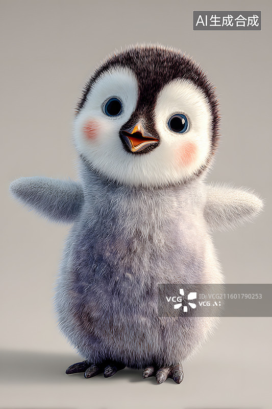 【AI数字艺术】可爱的卡通企鹅形象图片素材