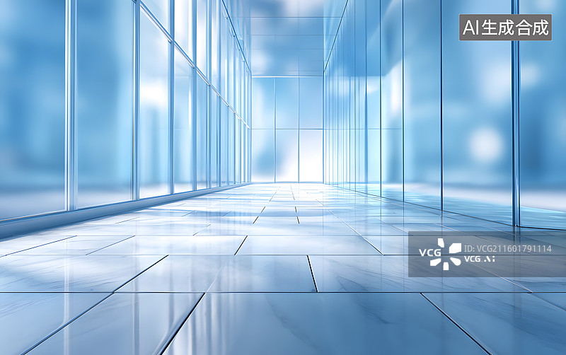 【AI数字艺术】白色玻璃幕墙组成的空间图片素材
