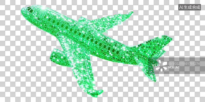 【AI数字艺术】飞机起飞抽象彩色粒子发光斑璀璨闪耀新年春节国庆节中秋节春运返乡回家复工航空公司广告免抠元素透明无背景图片素材