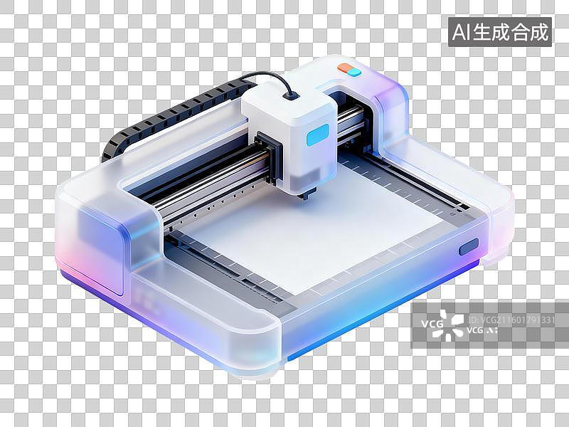 【AI数字艺术】3D轻拟物风科技感元素激光雕刻机图片素材