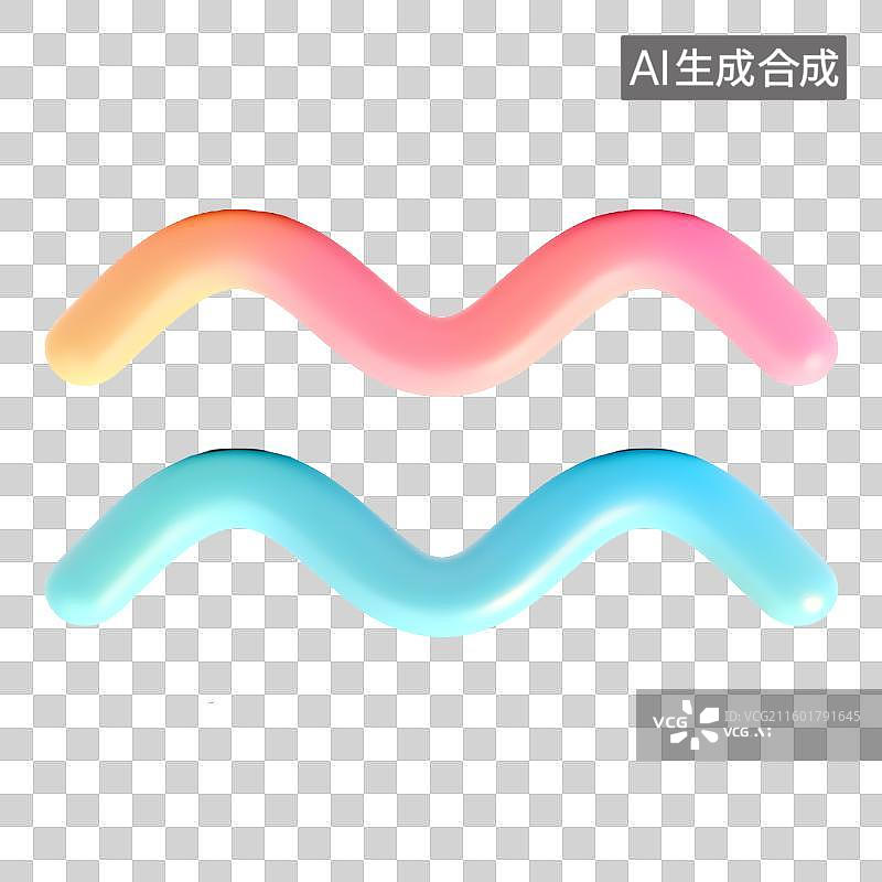 【AI数字艺术】水瓶座3D立体卡通十二星座符号黏土风渐变柔和抽象符号图片素材