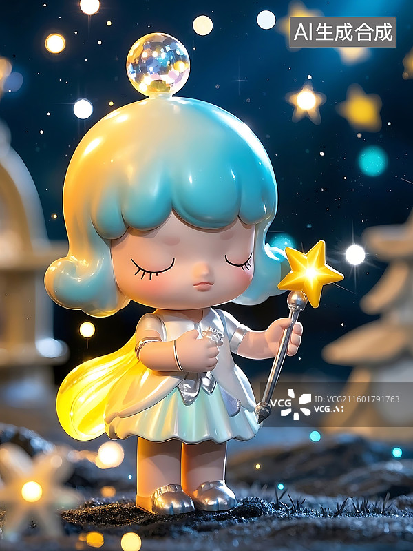 【AI数字艺术】梦幻星光仙子：治愈系手办玩具图片素材