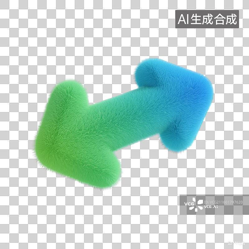 【AI数字艺术】渐变色箭头毛绒质感3D卡通插画元素图片素材