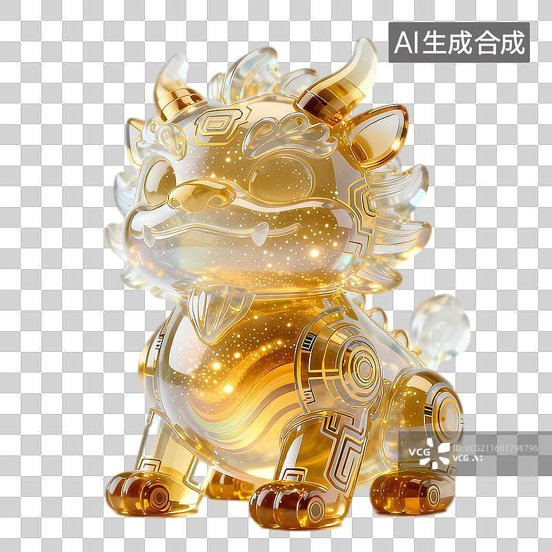 【AI数字艺术】金色发光机械瑞兽造型精美图片素材