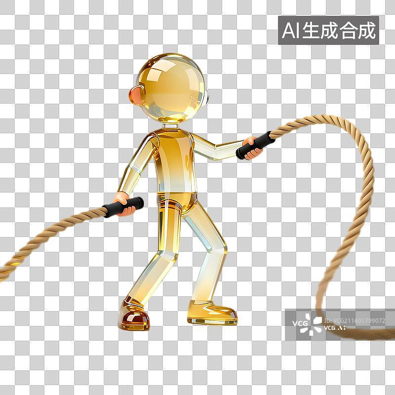 【AI数字艺术】金色人物用力拉绳索图片素材