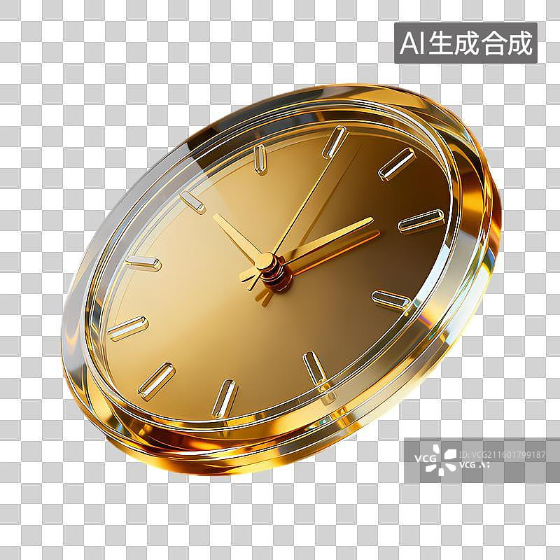 【AI数字艺术】金色透明边框的精美时钟图片素材