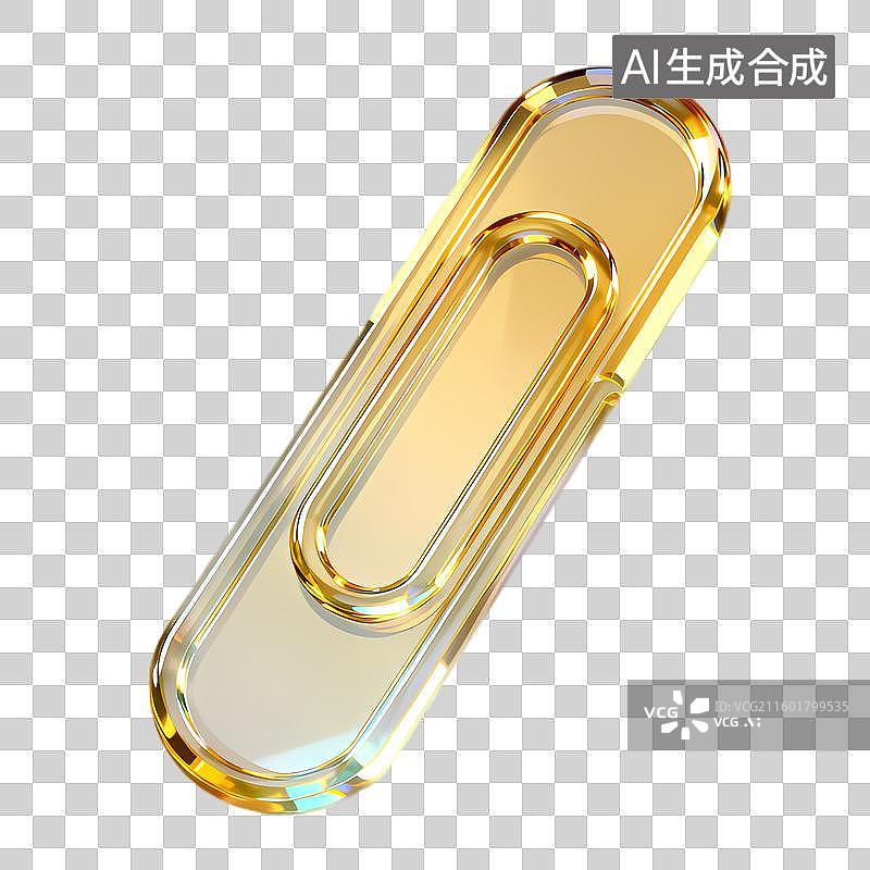 【AI数字艺术】闪亮金色回形针展示图片素材
