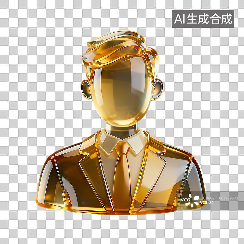 【AI数字艺术】透明金色商务人物图标图片素材