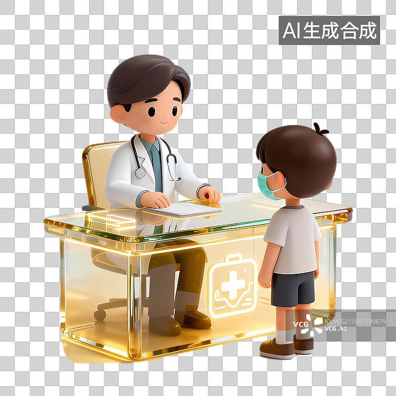 【AI数字艺术】医生与儿童的医疗咨询场景图片素材