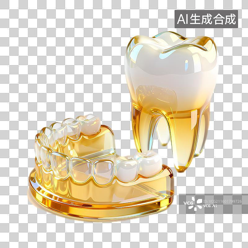 【AI数字艺术】透明牙齿矫正器与牙齿模型图片素材