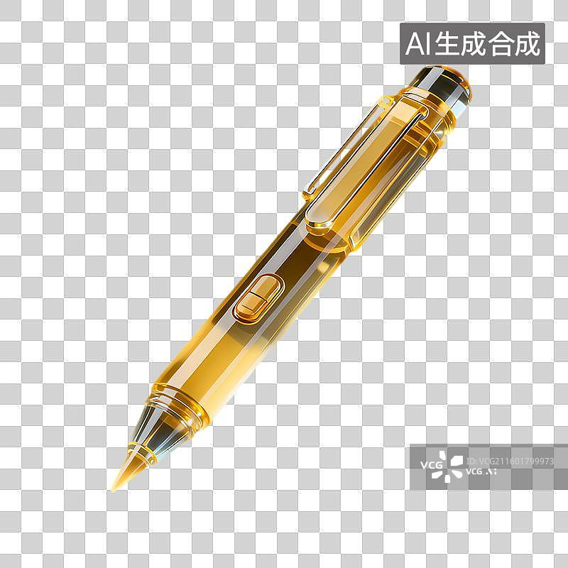 【AI数字艺术】透明金色自动铅笔图片素材