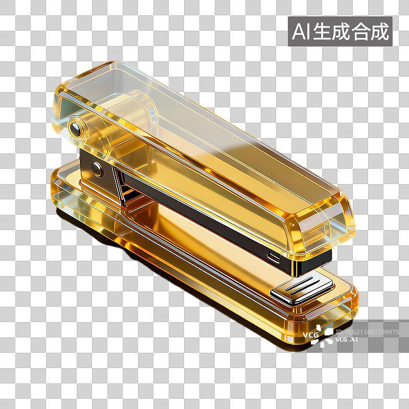 【AI数字艺术】透明黄色办公订书机图片素材