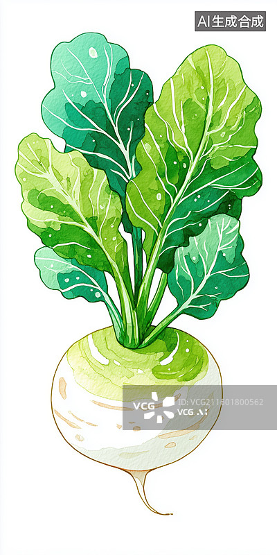 【AI数字艺术】白背景新鲜萝卜有机蔬菜手绘扁平水彩插画图片素材