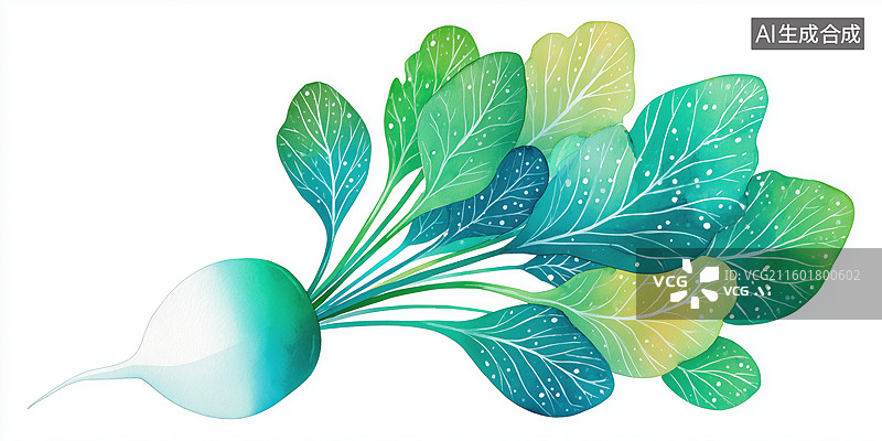 【AI数字艺术】白背景新鲜萝卜有机蔬菜手绘扁平水彩插画图片素材