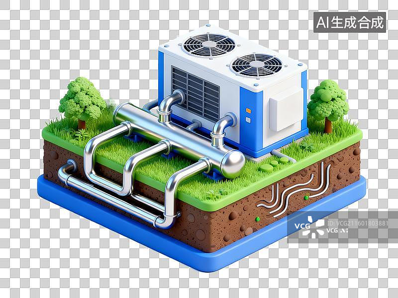 【AI数字艺术】新能源环保地源热泵系统免抠设计素材图片素材
