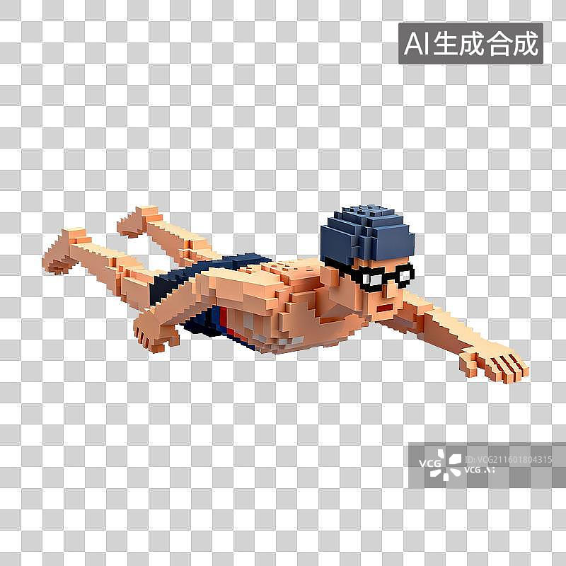 【AI数字艺术】像素风格的游泳运动员图片素材