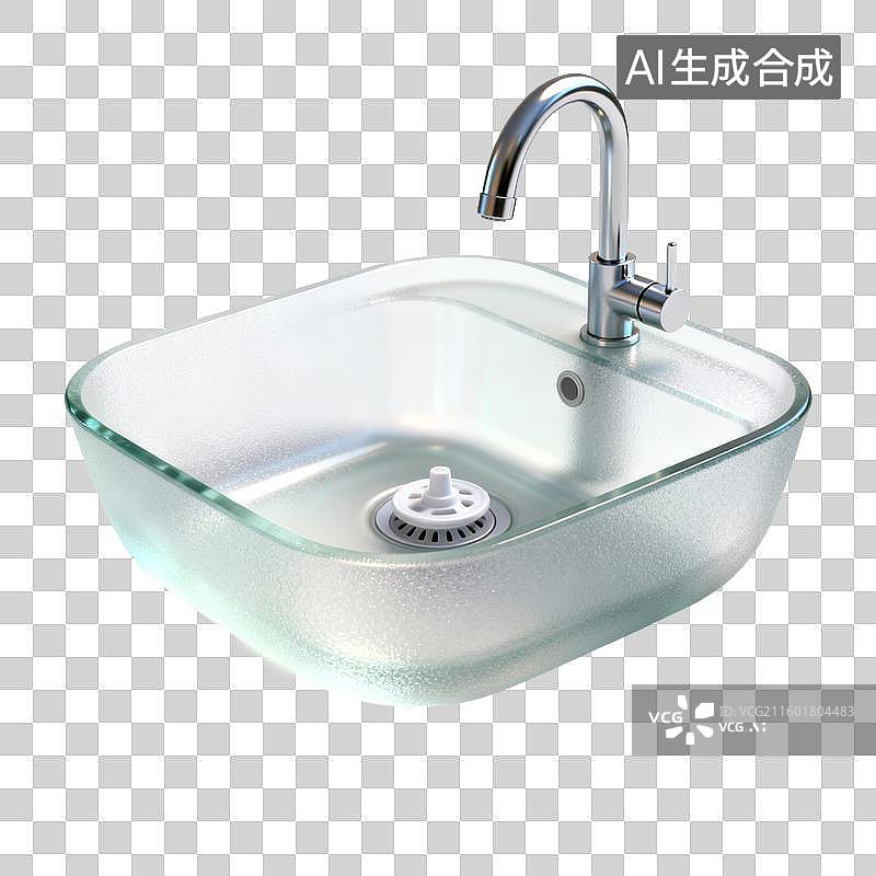 【AI数字艺术】透明玻璃洗手盆图片素材