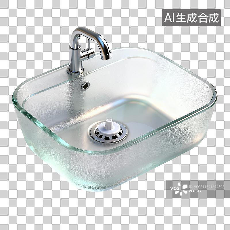 【AI数字艺术】透明玻璃洗手盆图片素材
