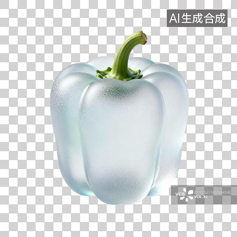 【AI数字艺术】透明玻璃质感的青椒图片素材